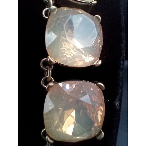 Necklace Statement Faceted Opalescent Faux Stones .75" Vintage Adjusts 15-20" - Picture 7 of 16